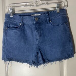 LOFT Blue Jean Shorts with Frayed Hem